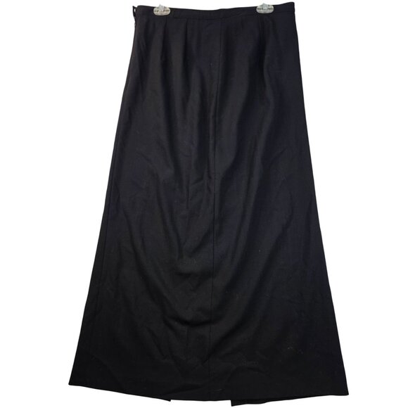 Gett Wool Maxi Skirt L Black Split Detail Classic Long Length New with Tags - Picture 1 of 9